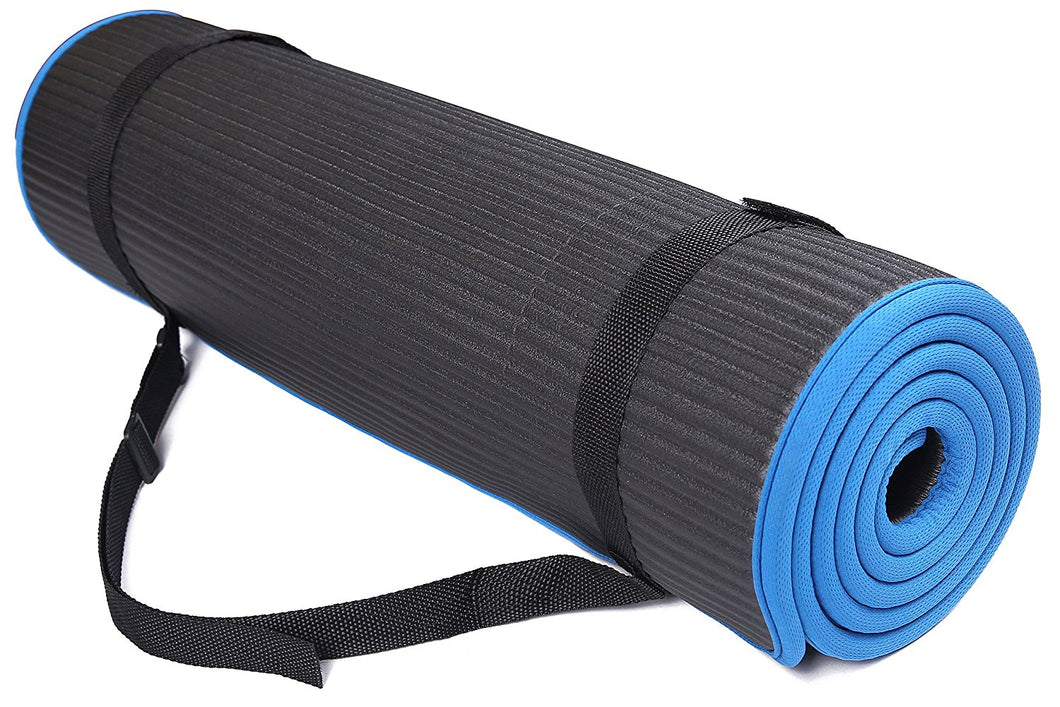 BalanceFrom GoFit All-Purpose 10mm Extra Thick High Density Anti-Slip Exercise Pilates Yoga Mat with Carrying Strap